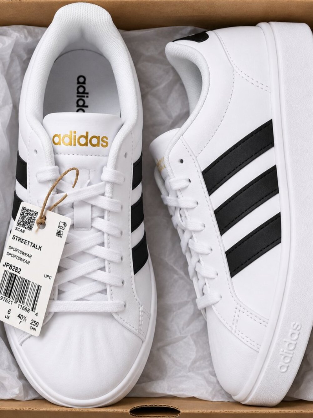 Adidas Streettalk Women’s 8.5 White Black Gold JP8282 NWT NIB